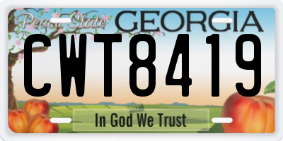 GA license plate CWT8419