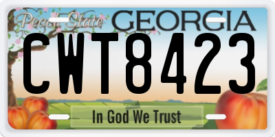 GA license plate CWT8423