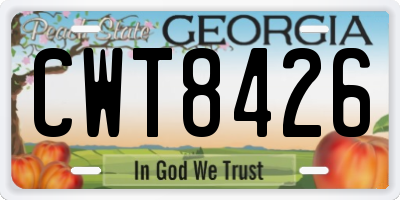GA license plate CWT8426