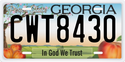 GA license plate CWT8430
