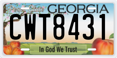 GA license plate CWT8431