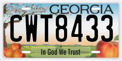 GA license plate CWT8433