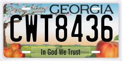 GA license plate CWT8436
