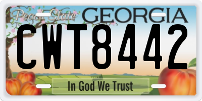 GA license plate CWT8442