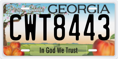 GA license plate CWT8443