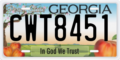 GA license plate CWT8451