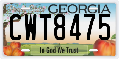 GA license plate CWT8475
