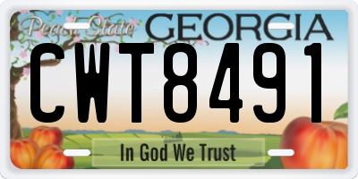 GA license plate CWT8491