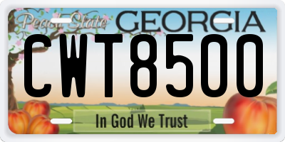 GA license plate CWT8500
