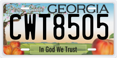 GA license plate CWT8505