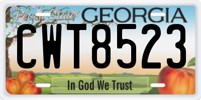 GA license plate CWT8523
