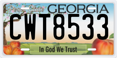 GA license plate CWT8533