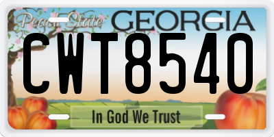 GA license plate CWT8540
