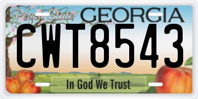 GA license plate CWT8543