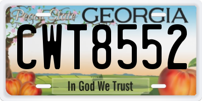 GA license plate CWT8552