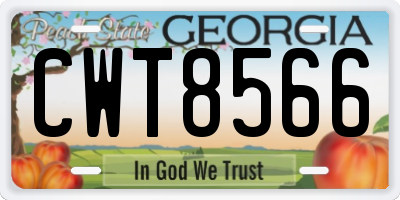 GA license plate CWT8566