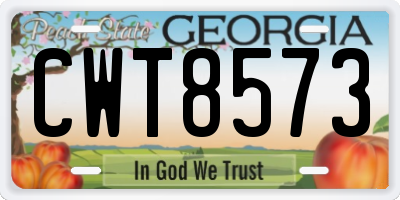 GA license plate CWT8573