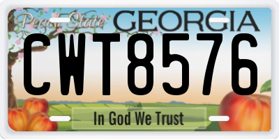 GA license plate CWT8576
