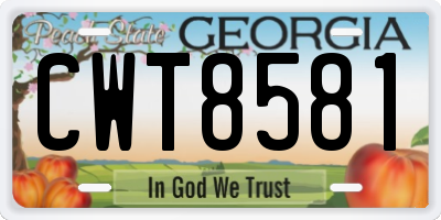 GA license plate CWT8581