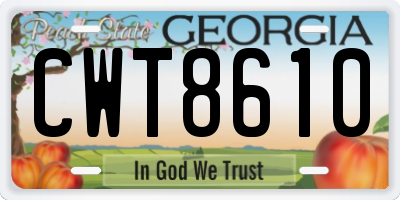 GA license plate CWT8610