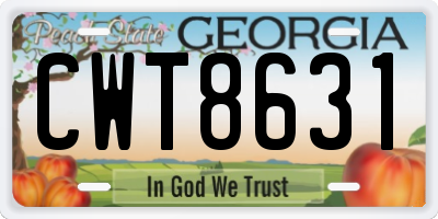 GA license plate CWT8631