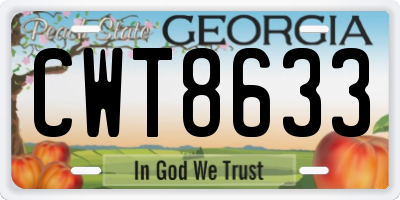 GA license plate CWT8633