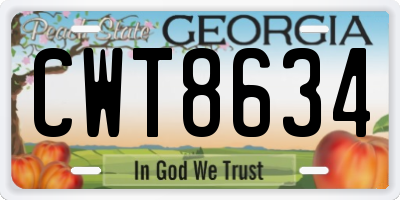 GA license plate CWT8634