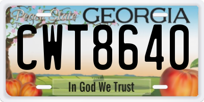 GA license plate CWT8640