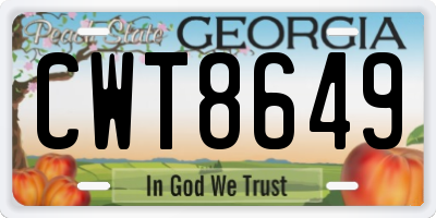 GA license plate CWT8649
