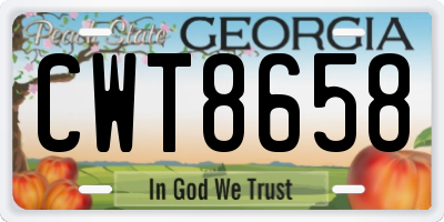 GA license plate CWT8658
