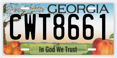 GA license plate CWT8661