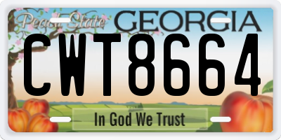 GA license plate CWT8664
