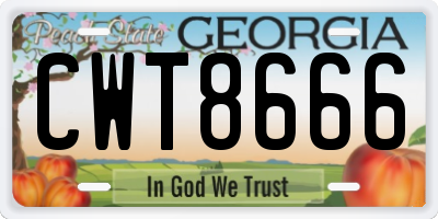 GA license plate CWT8666