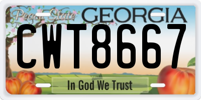 GA license plate CWT8667