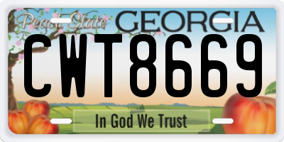 GA license plate CWT8669