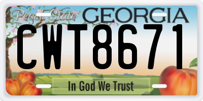 GA license plate CWT8671