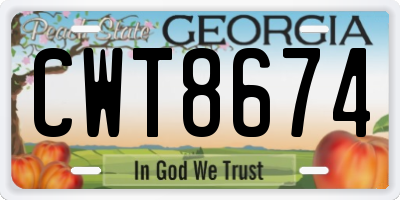 GA license plate CWT8674