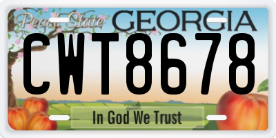 GA license plate CWT8678