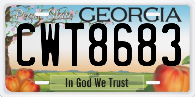 GA license plate CWT8683