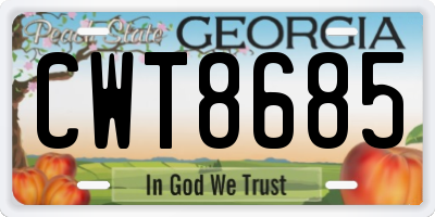 GA license plate CWT8685
