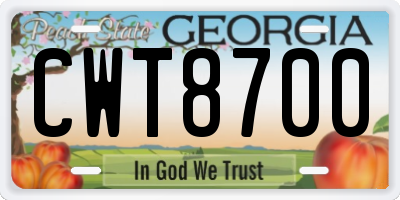 GA license plate CWT8700