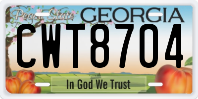 GA license plate CWT8704