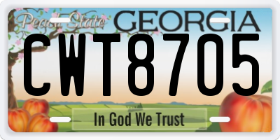 GA license plate CWT8705