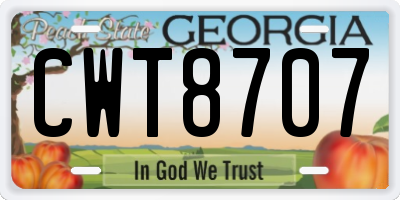 GA license plate CWT8707