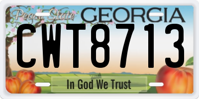 GA license plate CWT8713