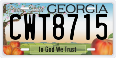 GA license plate CWT8715