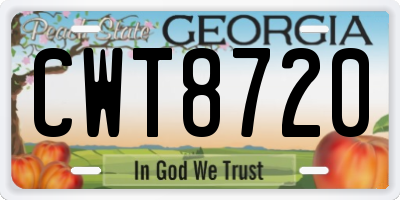 GA license plate CWT8720