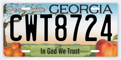 GA license plate CWT8724