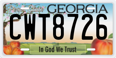 GA license plate CWT8726