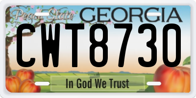 GA license plate CWT8730